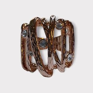 Ornate Rose Gold Diamond Cage Ring Size 8 18KRGP